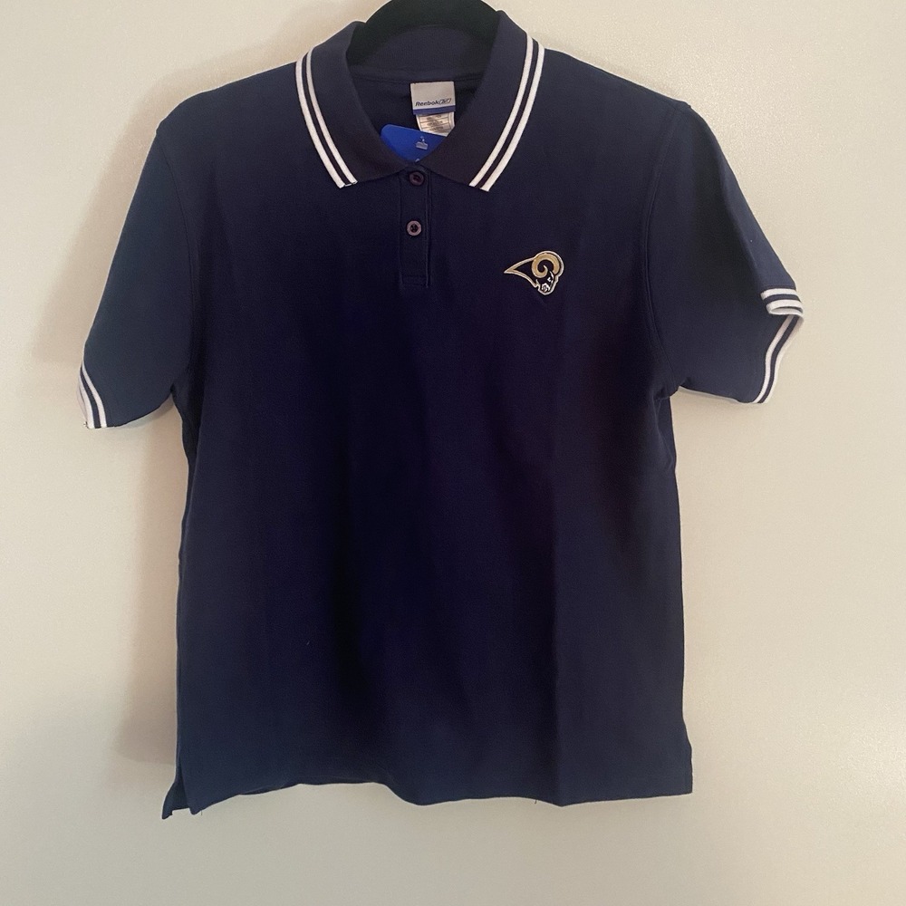 Woman's Reebok NFL Los Angeles Rams Size Medium Navy Polo Shirt NEW
